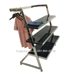 Стійка хромована для одягу з косими полицями TZ-048